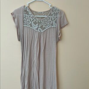 First Looks Gray Cap Sleeve Lace Blouse
